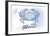 Kauai, Hawaii - Crab - Blue - Coastal Icon-Lantern Press-Framed Art Print