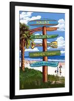 Kauai, Hawaii - Destination Signpost-Lantern Press-Framed Art Print