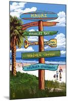 Kauai, Hawaii - Destination Signpost-Lantern Press-Mounted Art Print