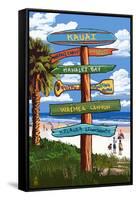 Kauai, Hawaii - Destination Signpost-Lantern Press-Framed Stretched Canvas