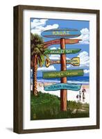 Kauai, Hawaii - Destination Signpost-Lantern Press-Framed Art Print