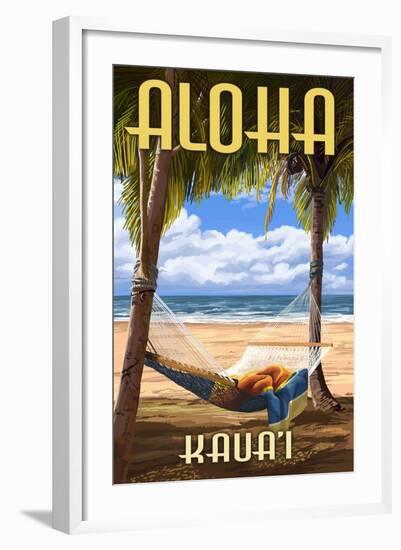 Kauai, Hawaii - Hammock Scene-Lantern Press-Framed Art Print