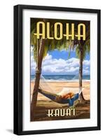 Kauai, Hawaii - Hammock Scene-Lantern Press-Framed Art Print