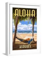 Kauai, Hawaii - Hammock Scene-Lantern Press-Framed Art Print