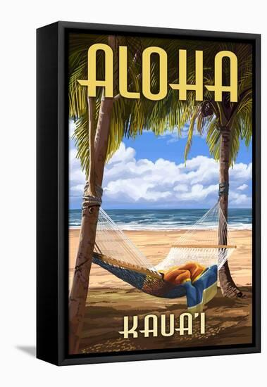 Kauai, Hawaii - Hammock Scene-Lantern Press-Framed Stretched Canvas