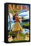Kauai, Hawaii - Hula Girl on Coast-Lantern Press-Framed Stretched Canvas