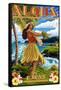 Kauai, Hawaii - Hula Girl on Coast-Lantern Press-Framed Stretched Canvas