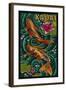 Kauai, Hawaii - Koi Mosaic-Lantern Press-Framed Art Print