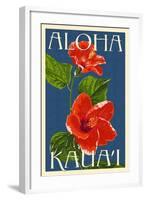 Kauai, Hawaii - Red Hibiscus-Lantern Press-Framed Art Print