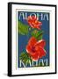 Kauai, Hawaii - Red Hibiscus-Lantern Press-Framed Art Print