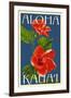 Kauai, Hawaii - Red Hibiscus-Lantern Press-Framed Art Print