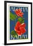 Kauai, Hawaii - Red Hibiscus-Lantern Press-Framed Art Print