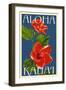 Kauai, Hawaii - Red Hibiscus-Lantern Press-Framed Art Print