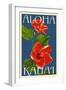 Kauai, Hawaii - Red Hibiscus-Lantern Press-Framed Art Print