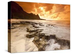 Kauai, Hawaii: Sunset on Tunnels Beach-Ian Shive-Stretched Canvas