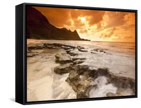 Kauai, Hawaii: Sunset on Tunnels Beach-Ian Shive-Framed Stretched Canvas