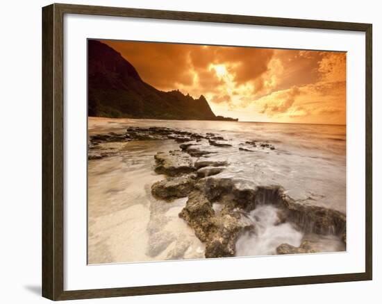 Kauai, Hawaii: Sunset on Tunnels Beach-Ian Shive-Framed Photographic Print