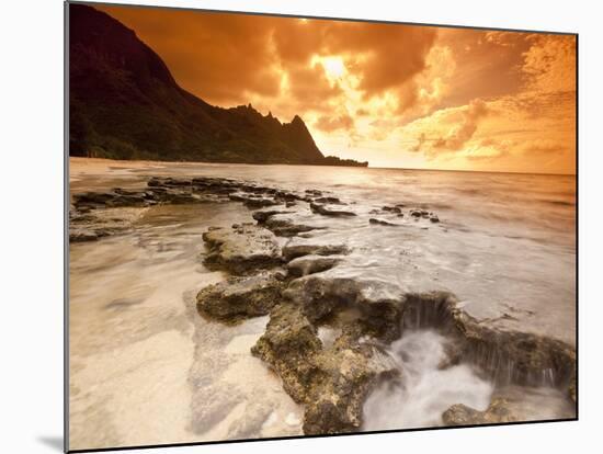 Kauai, Hawaii: Sunset on Tunnels Beach-Ian Shive-Mounted Photographic Print