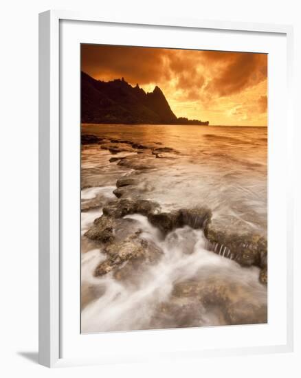 Kauai, Hawaii: Sunset on Tunnels Beach-Ian Shive-Framed Photographic Print