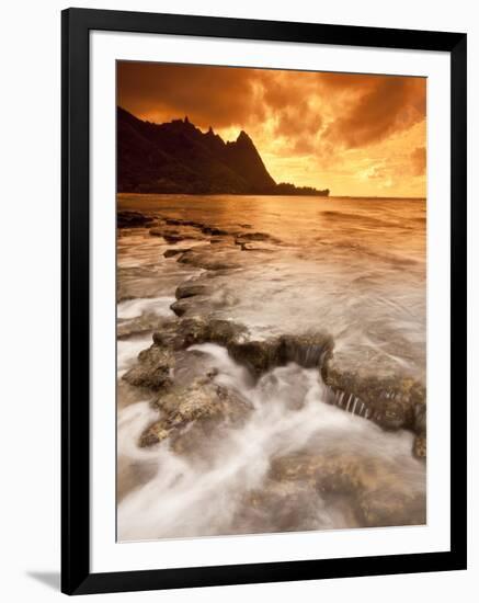 Kauai, Hawaii: Sunset on Tunnels Beach-Ian Shive-Framed Photographic Print