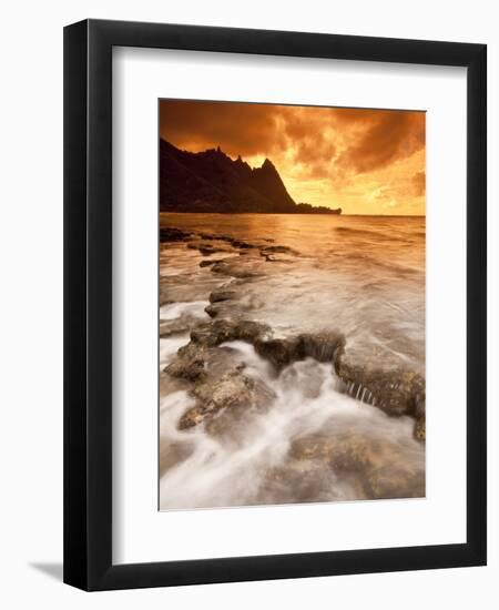 Kauai, Hawaii: Sunset on Tunnels Beach-Ian Shive-Framed Photographic Print