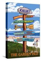 Kauai, Hawaii - the Garden Isle Destination Signpost-Lantern Press-Stretched Canvas