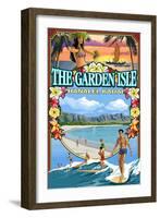 Kauai, Hawaii - the Garden Isle Montage-Lantern Press-Framed Art Print