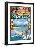 Kauai, Hawaii - the Garden Isle Montage-Lantern Press-Framed Art Print