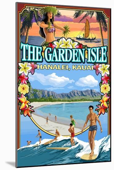 Kauai, Hawaii - the Garden Isle Montage-Lantern Press-Mounted Art Print