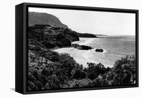 Kauai, Hawaii - View of Lumahai Bay & Beach Photograph-Lantern Press-Framed Stretched Canvas