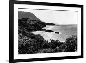 Kauai, Hawaii - View of Lumahai Bay & Beach Photograph-Lantern Press-Framed Premium Giclee Print