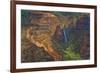 Kauai, Hawaii. Waimea Canyon State Park red cliffs from above canyon with waterfall-Bill Bachmann-Framed Premium Photographic Print