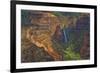 Kauai, Hawaii. Waimea Canyon State Park red cliffs from above canyon with waterfall-Bill Bachmann-Framed Premium Photographic Print