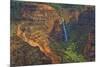 Kauai, Hawaii. Waimea Canyon State Park red cliffs from above canyon with waterfall-Bill Bachmann-Mounted Premium Photographic Print