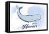 Kauai, Hawaii - Whale - Blue - Coastal Icon-Lantern Press-Framed Stretched Canvas