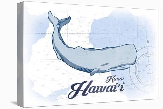 Kauai, Hawaii - Whale - Blue - Coastal Icon-Lantern Press-Stretched Canvas