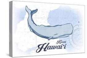 Kauai, Hawaii - Whale - Blue - Coastal Icon-Lantern Press-Stretched Canvas