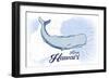 Kauai, Hawaii - Whale - Blue - Coastal Icon-Lantern Press-Framed Art Print