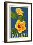 Kauai, Hawaii - Yellow Hibiscus - Letterpress-Lantern Press-Framed Art Print
