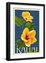 Kauai, Hawaii - Yellow Hibiscus - Letterpress-Lantern Press-Framed Art Print