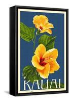 Kauai, Hawaii - Yellow Hibiscus - Letterpress-Lantern Press-Framed Stretched Canvas