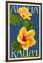 Kauai, Hawaii - Yellow Hibiscus-Lantern Press-Framed Art Print