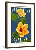 Kauai, Hawaii - Yellow Hibiscus-Lantern Press-Framed Art Print