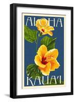 Kauai, Hawaii - Yellow Hibiscus-Lantern Press-Framed Art Print