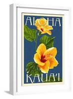 Kauai, Hawaii - Yellow Hibiscus-Lantern Press-Framed Art Print