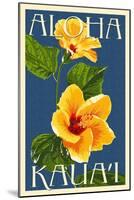 Kauai, Hawaii - Yellow Hibiscus-Lantern Press-Mounted Art Print