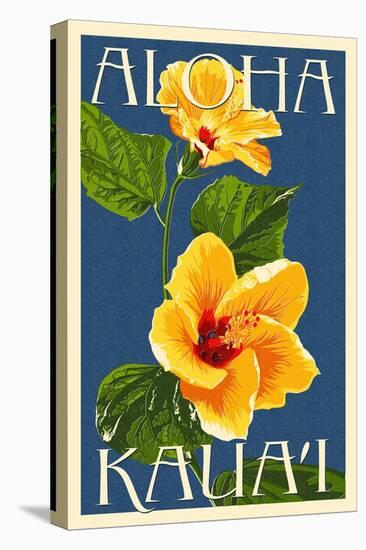 Kauai, Hawaii - Yellow Hibiscus-Lantern Press-Stretched Canvas