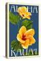 Kauai, Hawaii - Yellow Hibiscus-Lantern Press-Stretched Canvas