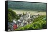 Kaub and River Rhine, Rhineland-Palatinate, Germany, Europe-Jochen Schlenker-Framed Stretched Canvas