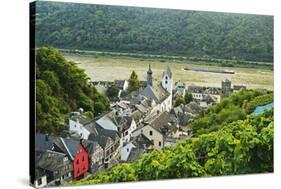 Kaub and River Rhine, Rhineland-Palatinate, Germany, Europe-Jochen Schlenker-Stretched Canvas